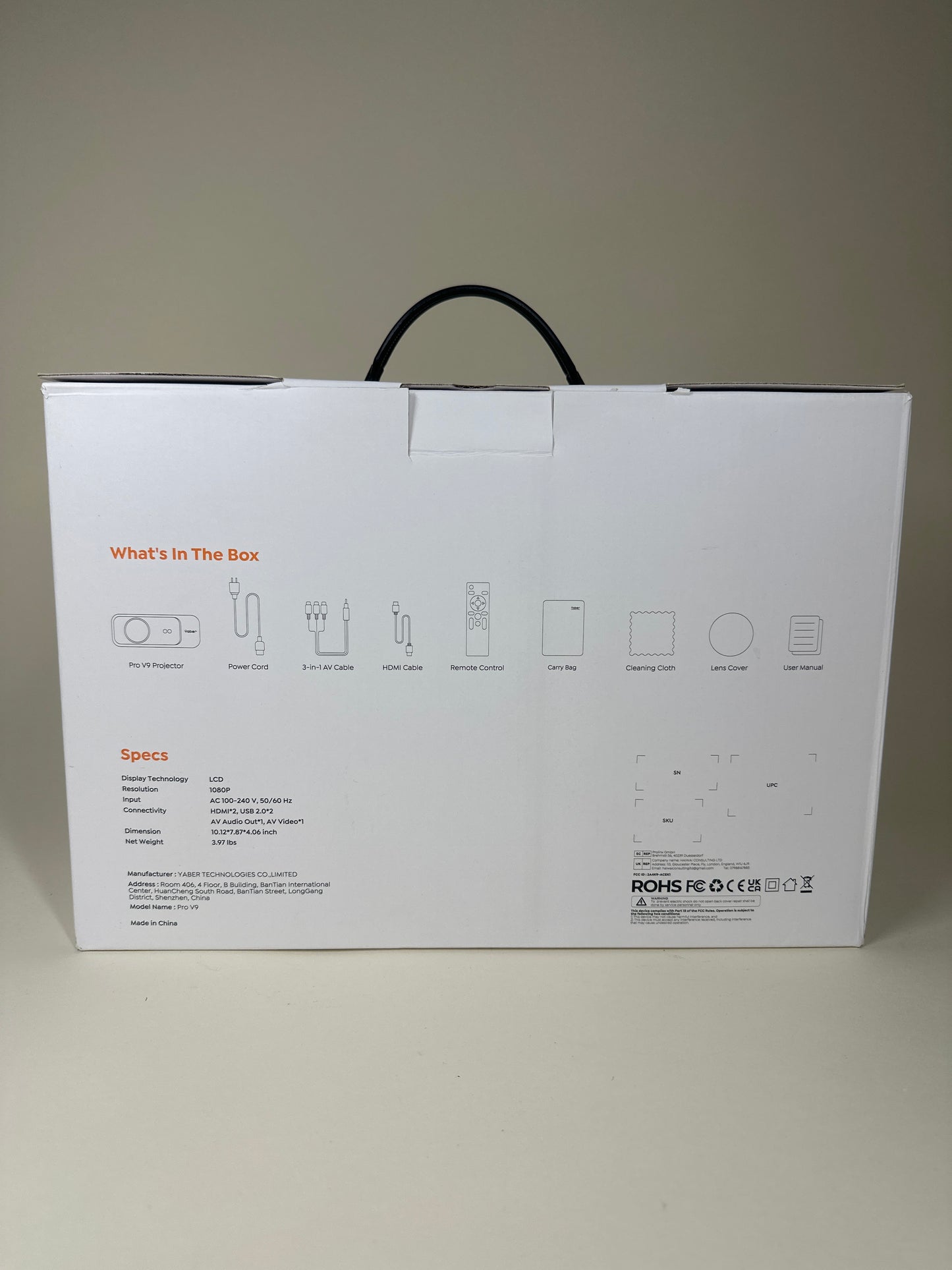 Yaber Pro V9 Projector 1920 x 1080 500 ANSI lumens Home Cinema