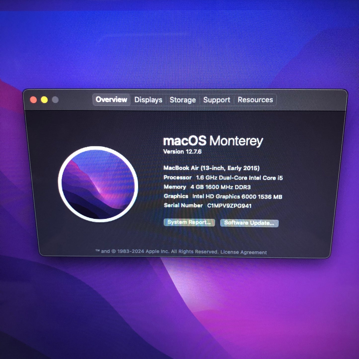 2015 Apple MacBook Air 13.3" i5 1.1GHz 4GB RAM 256GB SSD Silver A1466