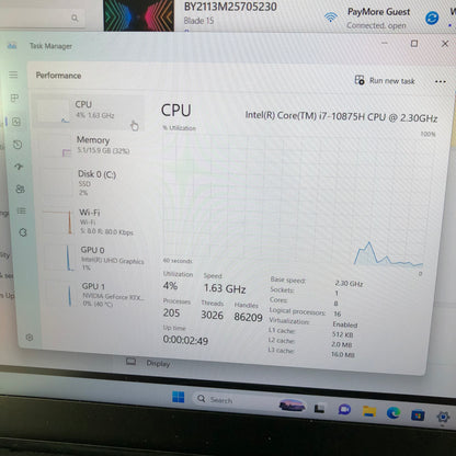 Razer Blade 15 Advanced RZ09-0367 15.6" i7-10875H 2.3GHz 16GB RAM 1TB SSD 