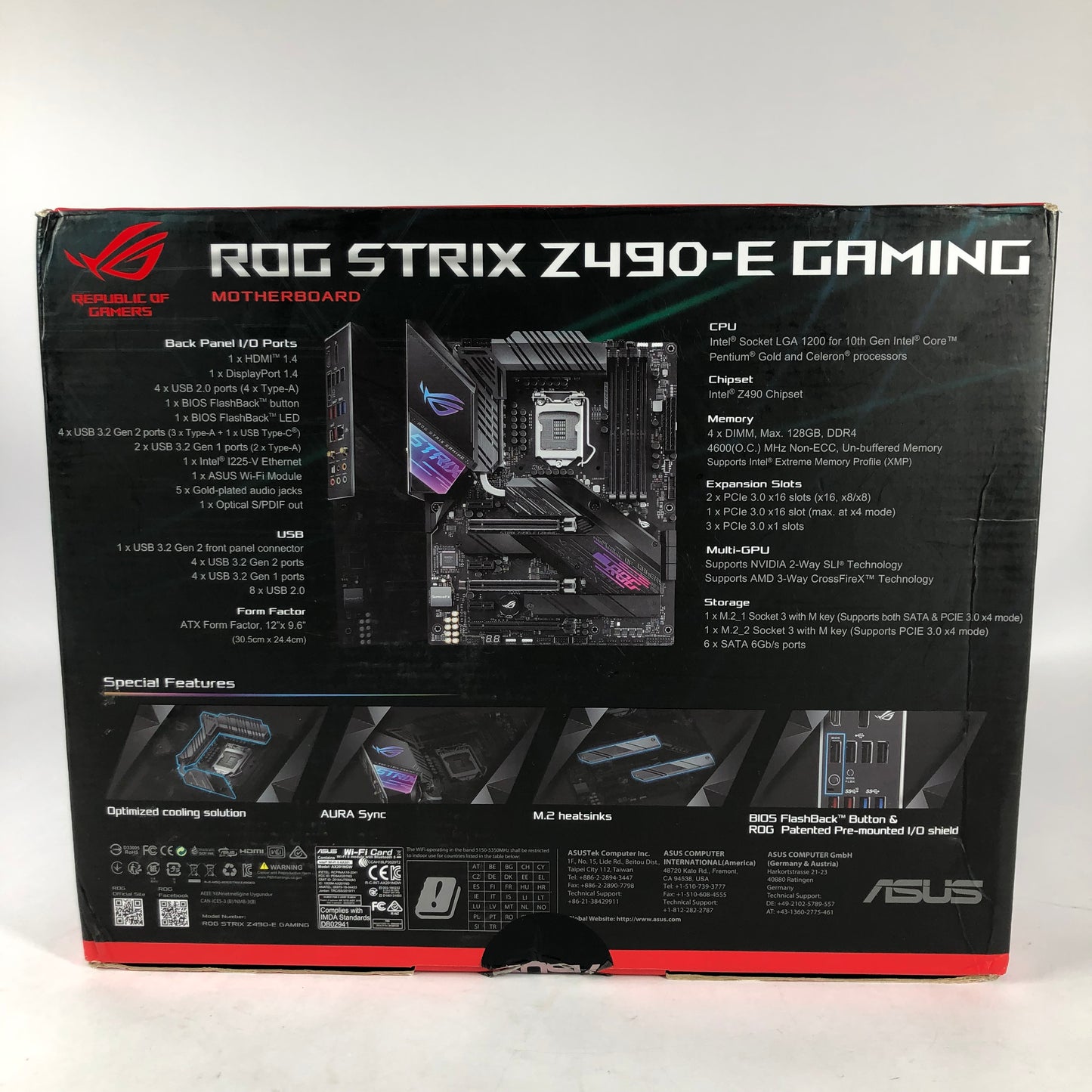 Asus ROG STRIX Z490-E Gaming LGA 1200 ATX Intel DDR4 Motherboard