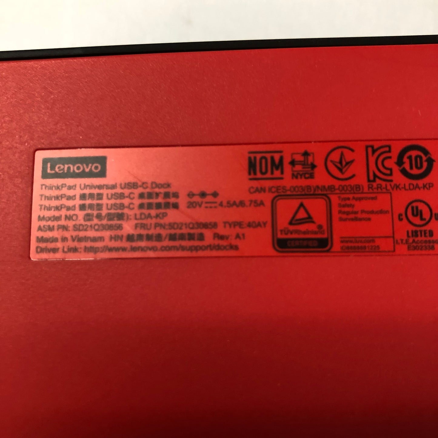 Lenovo  Thinkpad Universal USB-C Dock LDA-KP
