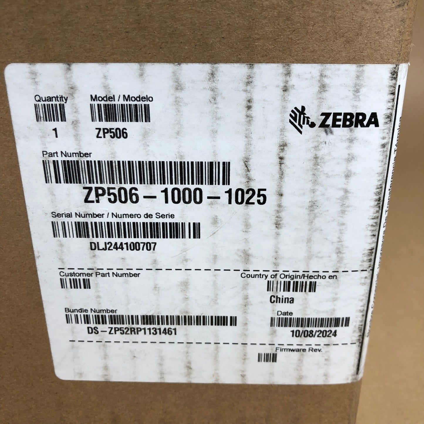 New Zebra Thermal Label Printer ZP506-1000-1025