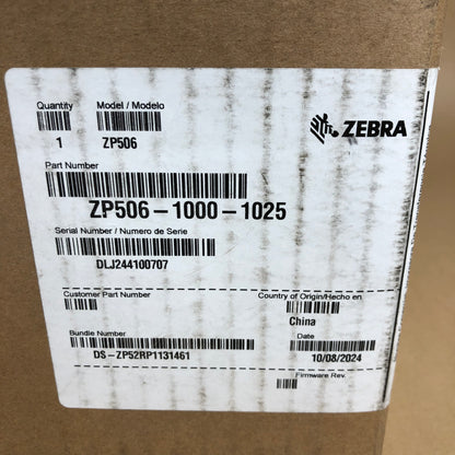 New Zebra Thermal Label Printer ZP506-1000-1025