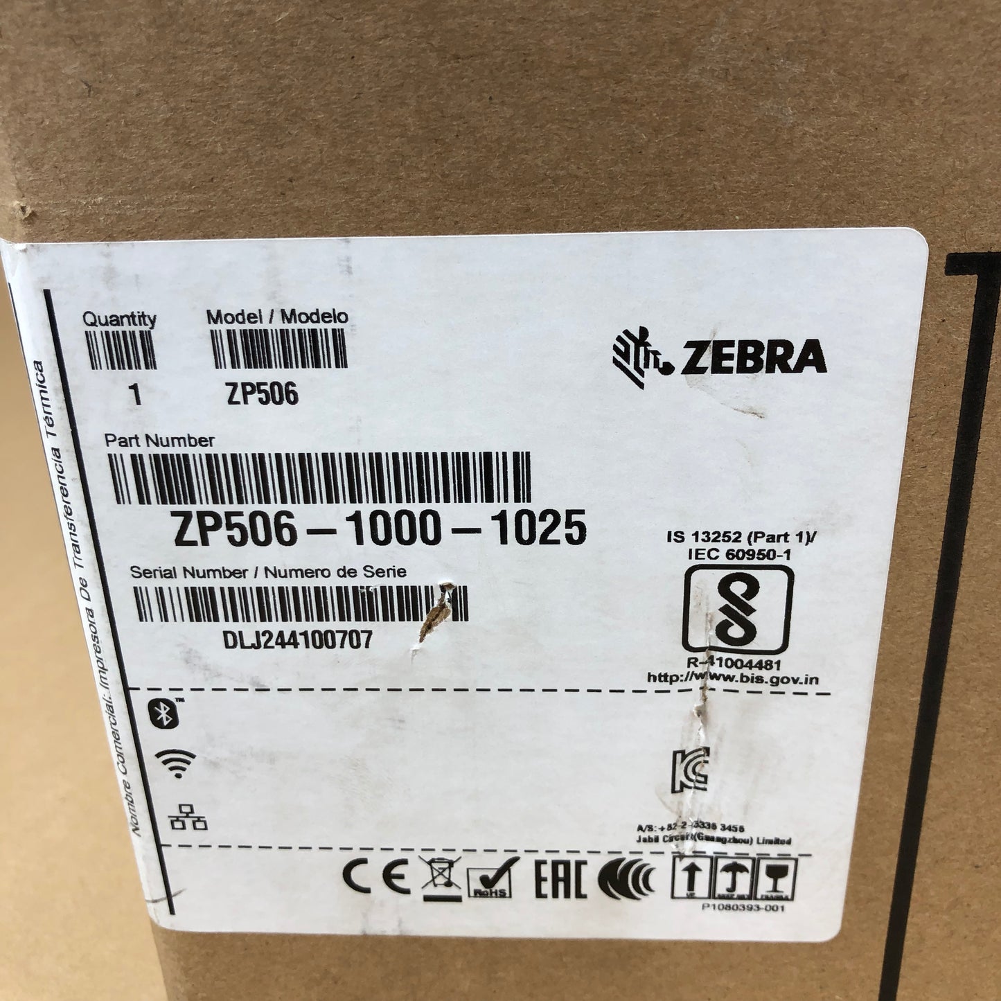 New Zebra Thermal Label Printer ZP506-1000-1025