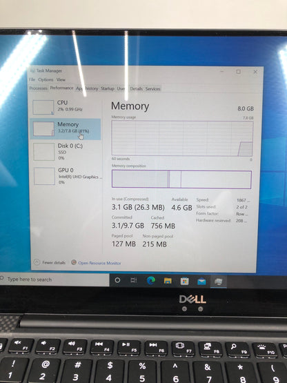 Dell XPS 9370 P82G 13.3" i5-8350U 1.70GHz 8GB RAM 256GB SSD