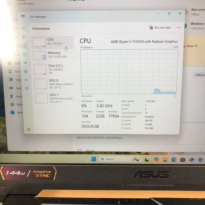 ASUS TUFGAMING A15 15.6" RYZEN 5 7537HS 3.3GHz 8GB RAM 512GB SSD GeForce RTX 2050