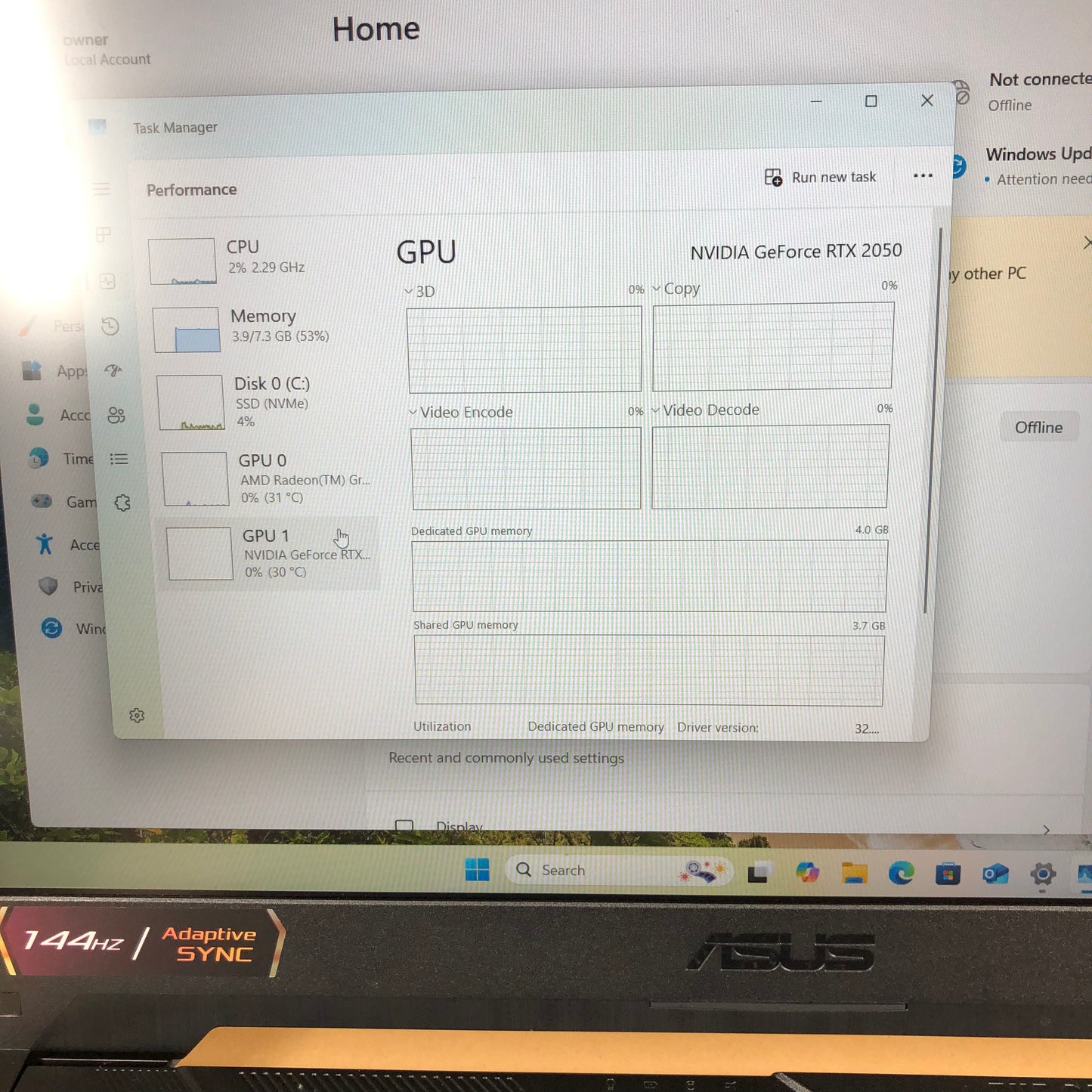 ASUS TUFGAMING A15 15.6" RYZEN 5 7537HS 3.3GHz 8GB RAM 512GB SSD GeForce RTX 2050