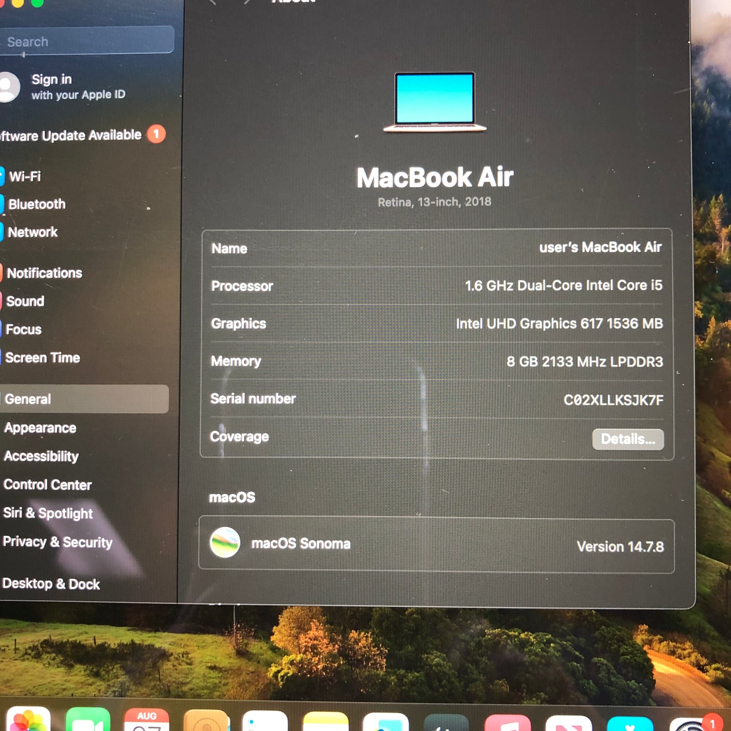 2018 Apple MacBook Air 13.3" i5 1.6GHz 8GB RAM 128GB SSD Rose Gold A1932