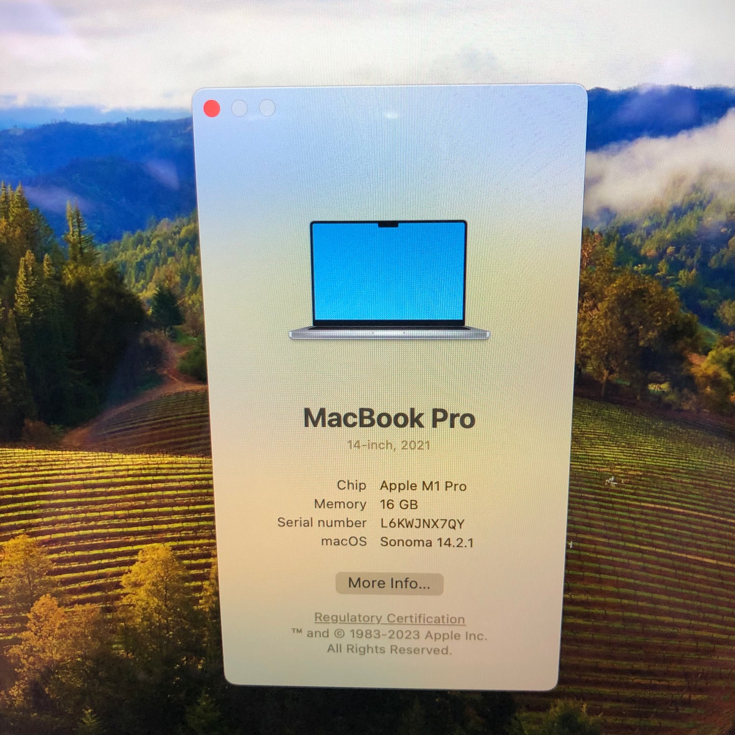 2021 Apple MacBook Pro 14" M1 Pro 14C GPU 3.2GHz 16GB RAM 512GB SSD A2442