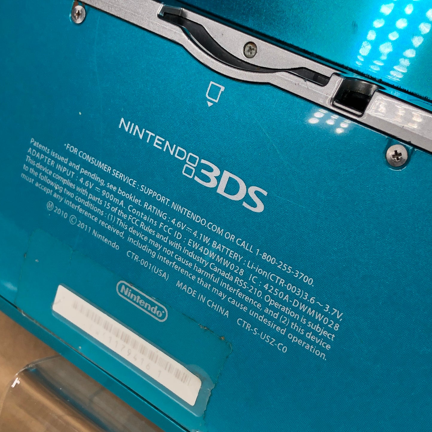 Nintendo 3DS Handheld Game Console Only CTR-001 Aqua Blue Charge Port