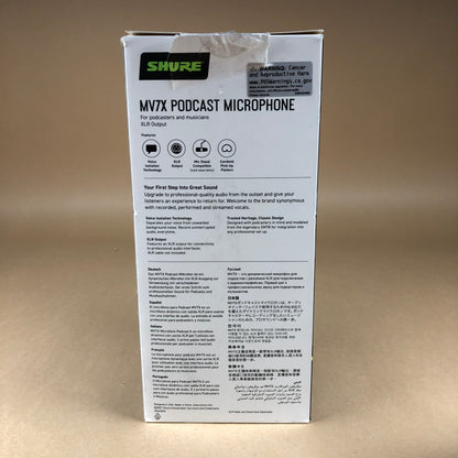 Shure MV7X 50 Hz to 16,000 Hz Podcast Microphone