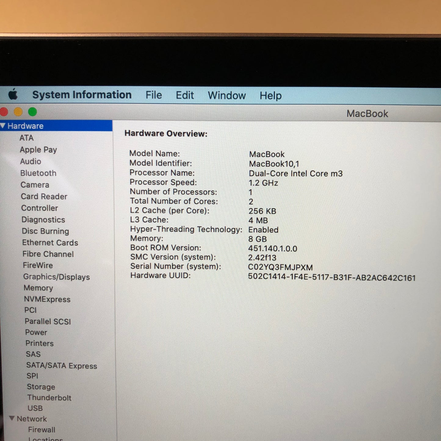 2017 Apple MacBook 12" Intel m3 1.2GHz 8GB RAM 256GB SSD Rose Gold A1534