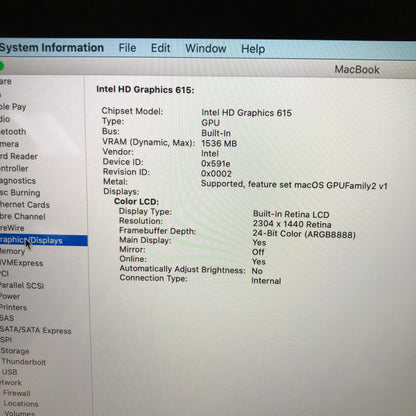 2017 Apple MacBook 12" Intel m3 1.2GHz 8GB RAM 256GB SSD Rose Gold A1534