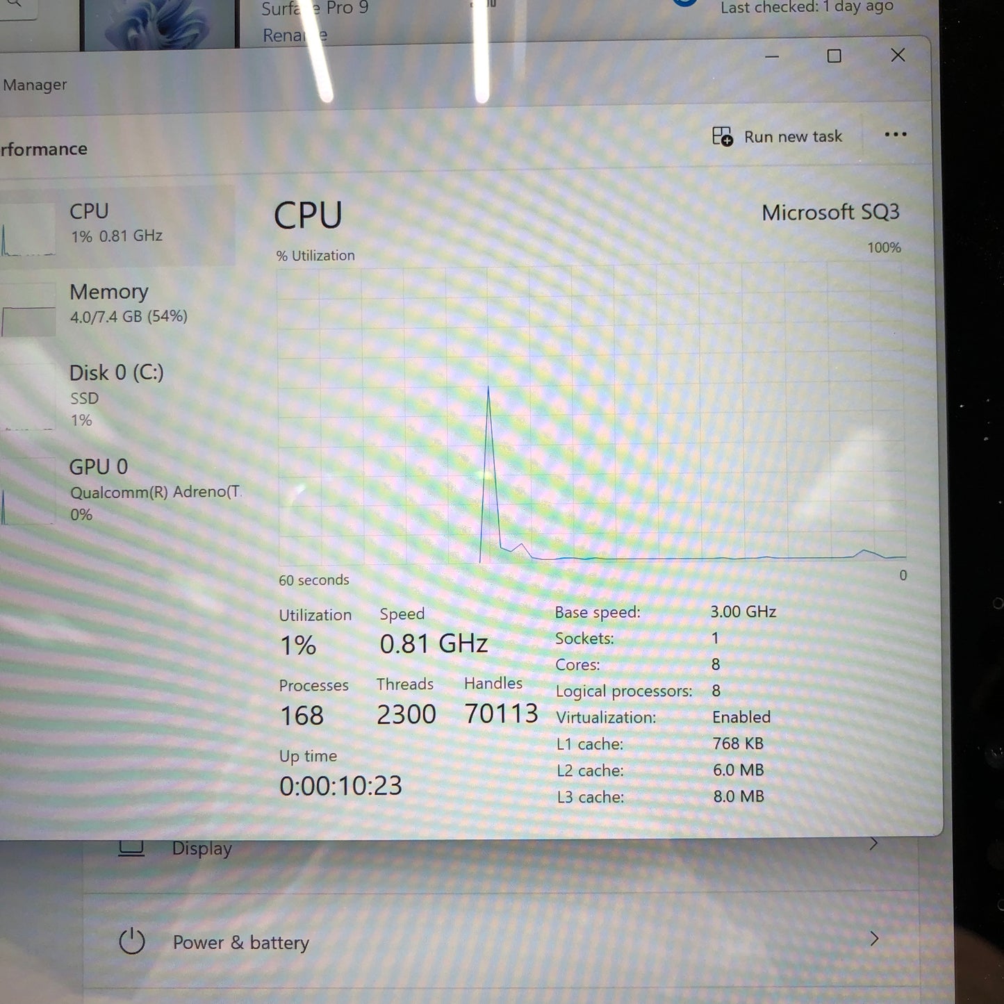 Microsoft Surface Pro 9 1997 13" SQ3 8GB RAM 256GB SSD SQ 3 Adreno 8CX Gen 3