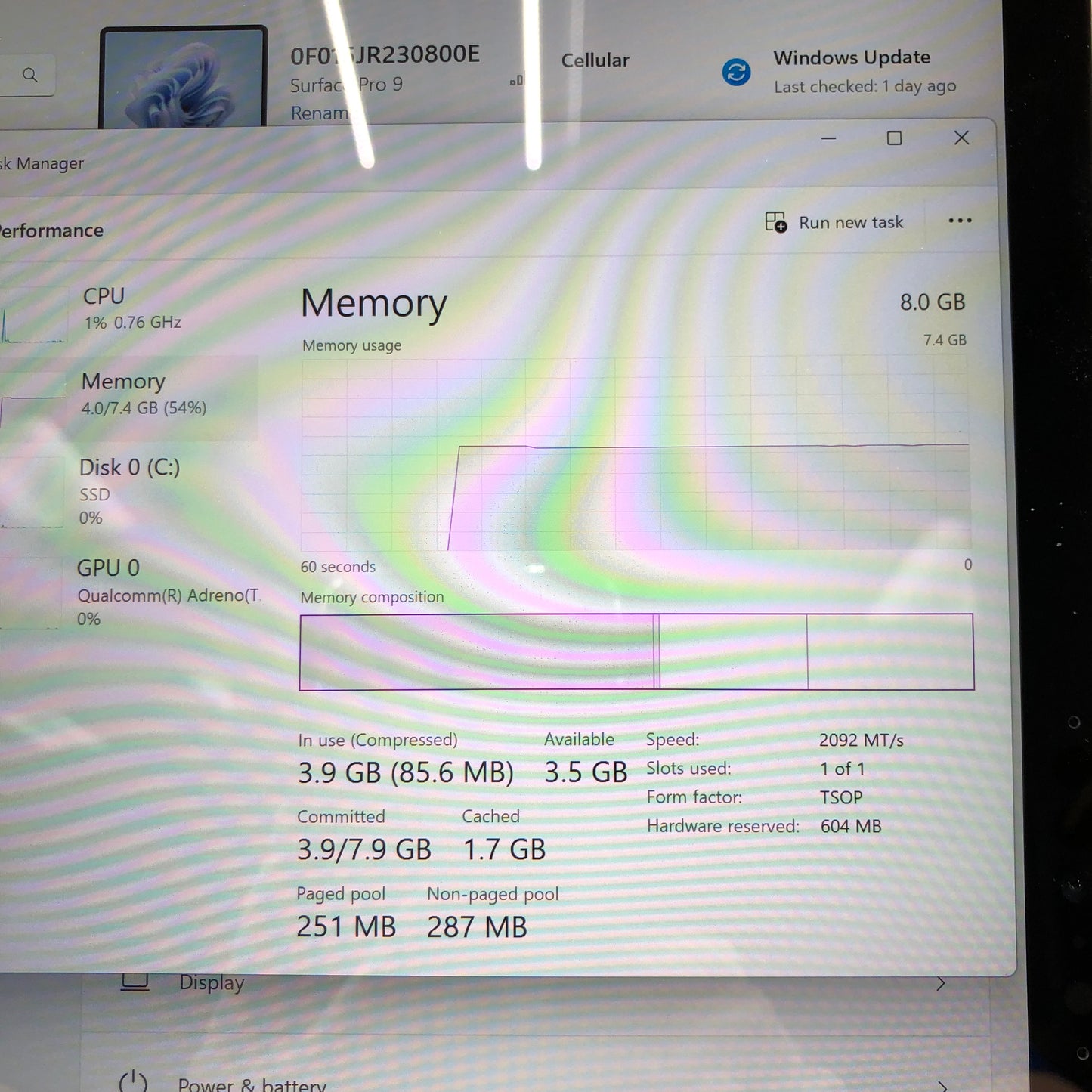 Microsoft Surface Pro 9 1997 13" SQ3 8GB RAM 256GB SSD SQ 3 Adreno 8CX Gen 3