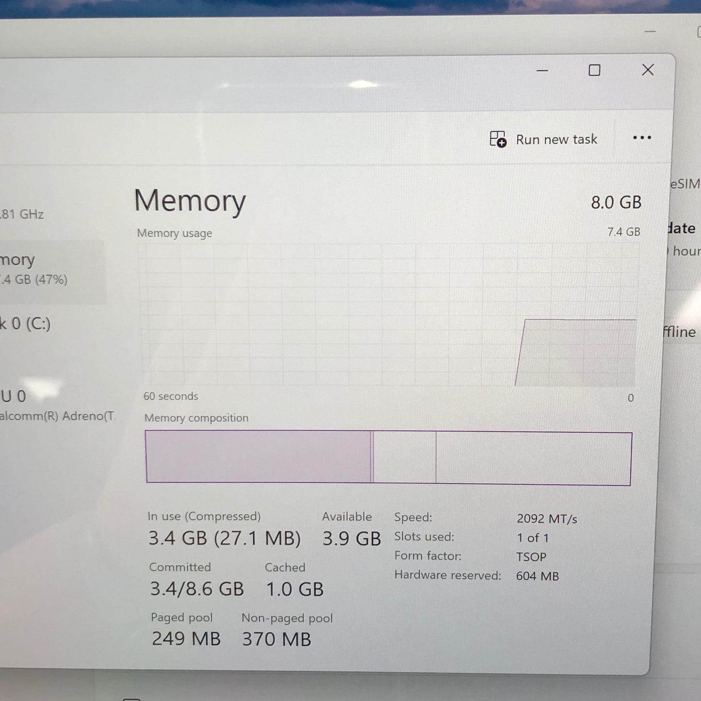 Microsoft Surface Pro 9 1997 13" SQ3 8GB RAM 128GB SSD SQ 3 Adreno 8CX Gen 3