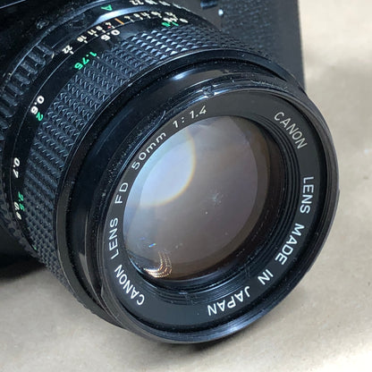 Canon A-1 Black 35mm Focal-Plane Shutter SLR Film Camera with 2 Lens