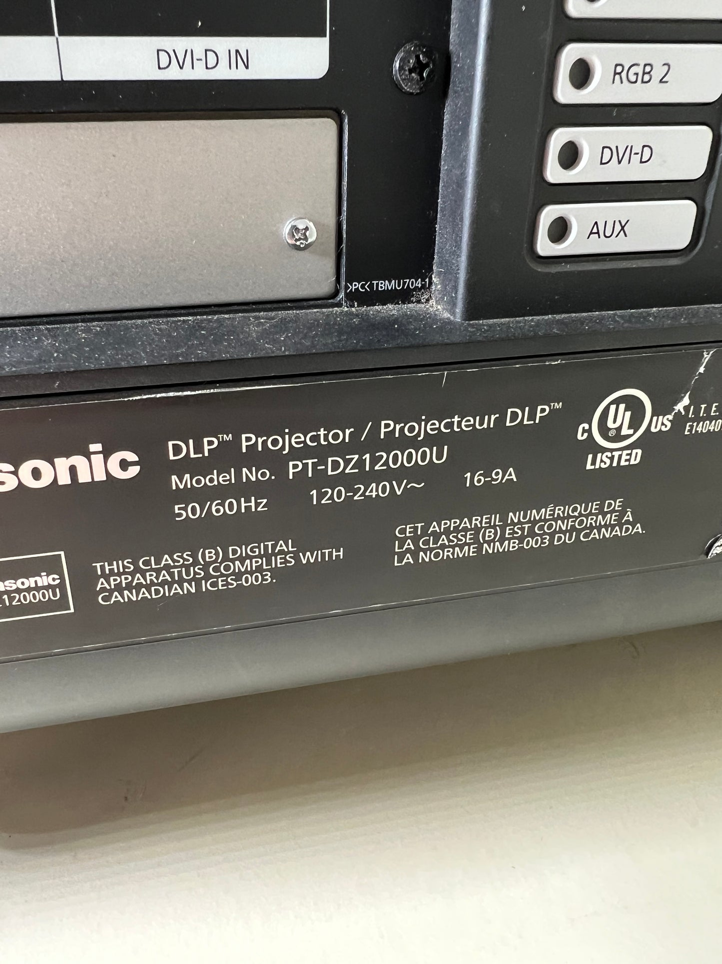 Panasonic DLP Projector 1920 x 1200 PT-DZ12000U 366 Hours No Lens